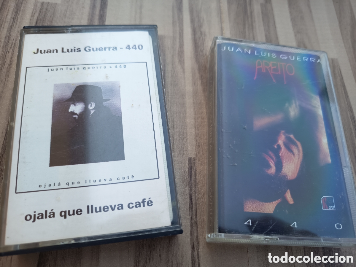 Casetes antiguos: Lote 2 cassettes de Juan Luis Guerra y Los 440 &rdquo; Ojal&aacute; que llueva caf&eacute; en el campo&rdquo; y&rdquo; Areito &rdquo;
