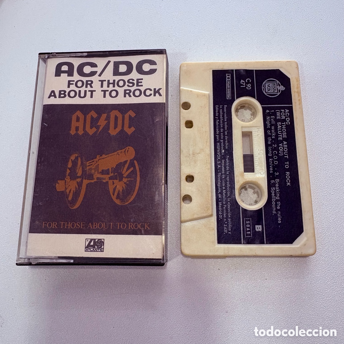 Casetes antiguos: Cinta cassette AC/DC - For Those About To Rock (We Salute You) edicion espa&ntilde;ola de 1981