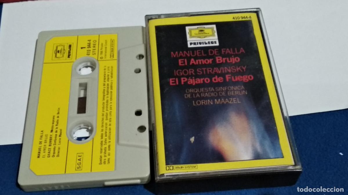 Casetes antiguos: FALLA: EL AMOR BRUJO / STRAVINSKY: EL PAJARO DE FUEGO / G.BUMBRY - L. MAAZEL -1984 Privilege CASETE