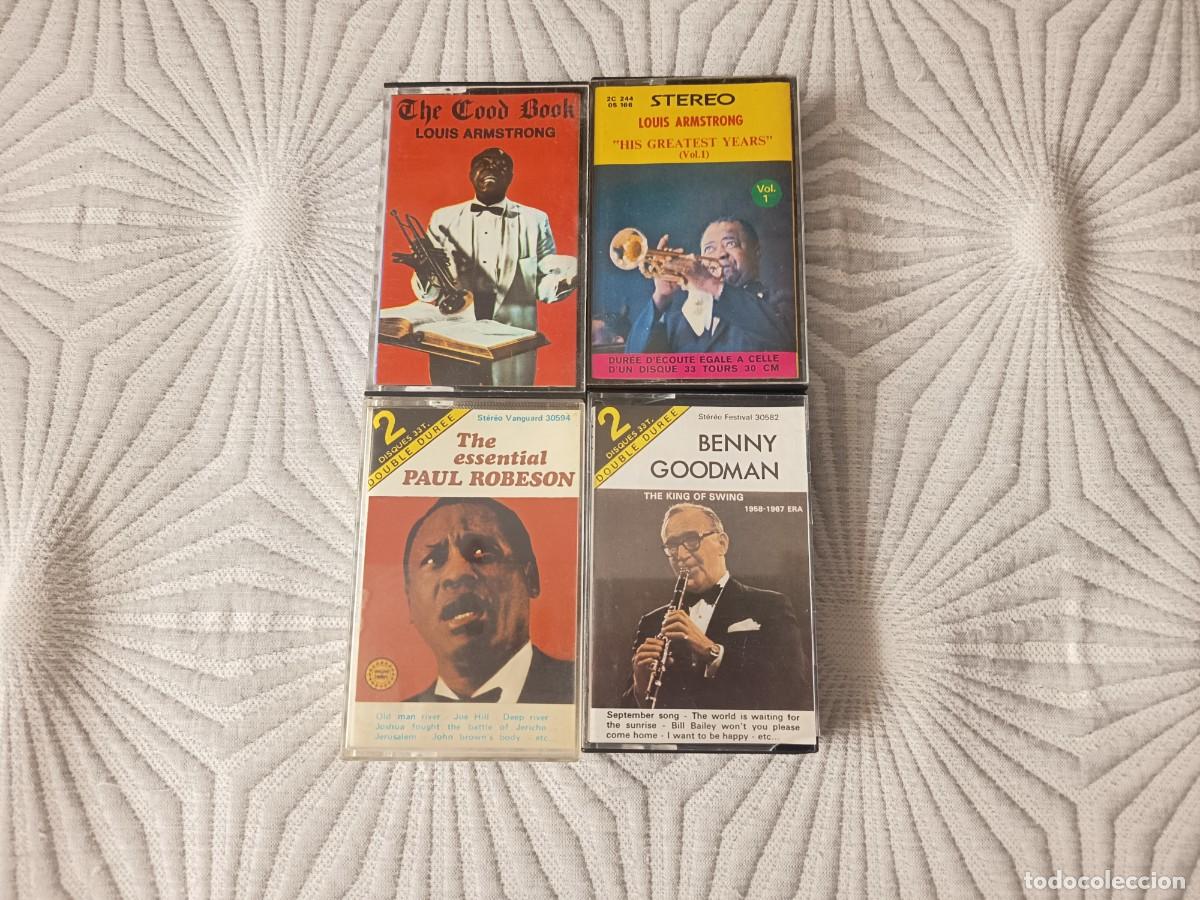 Casetes antiguos: 4 cassettes: Louis Armstrong, Paul robrson y Benny Goodman