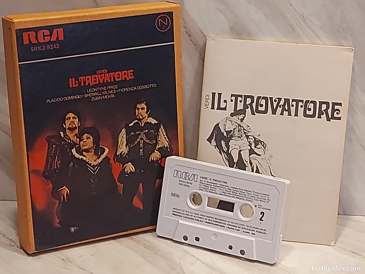 Casetes antiguos: VERDI IL TROVATORE / DOBLE CASETE RCA SRK2-9242 / EDICI&Oacute;N ESPA&Ntilde;OLA 1975 / ESTUCHE + LIBRETO