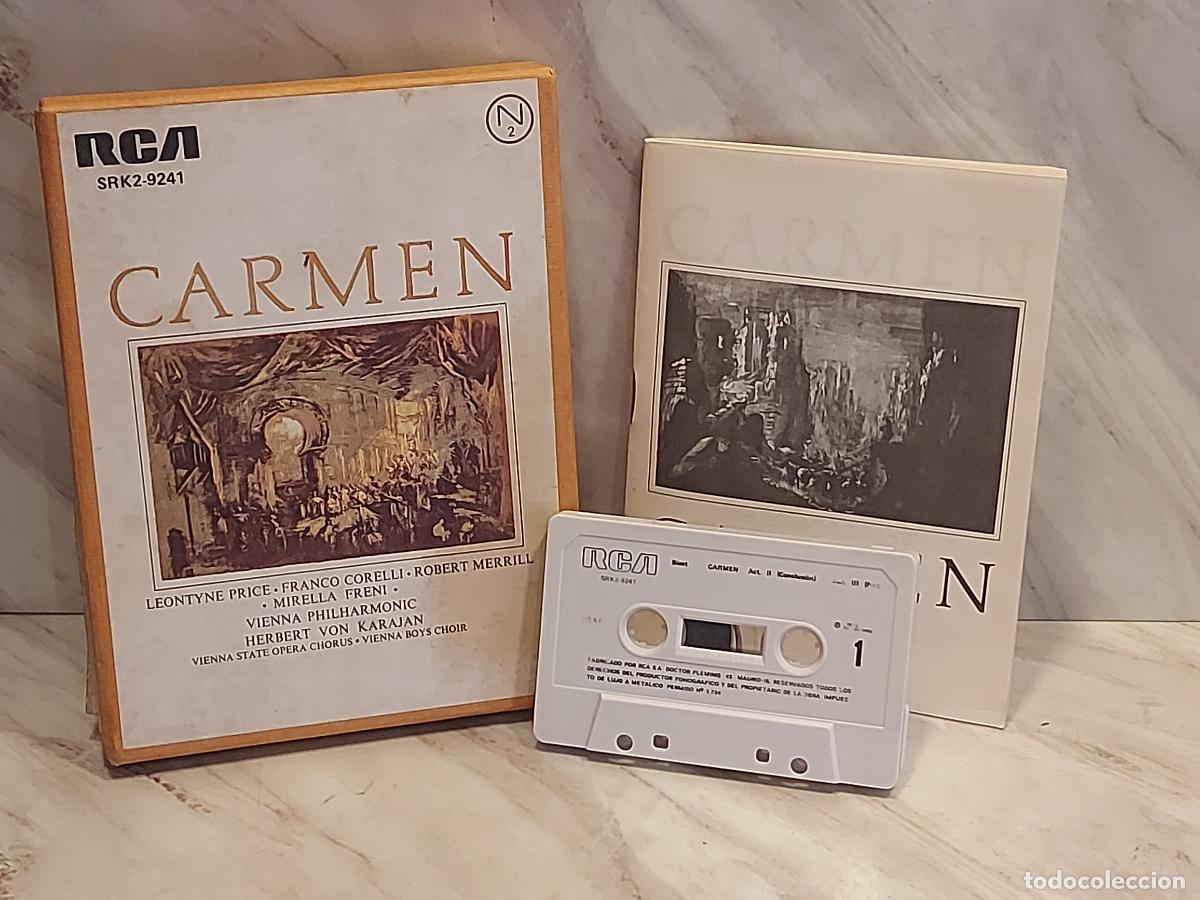 Casetes antiguos: BIZET CARMEN / DOBLE CASETE RCA SRK2-9241 / EDICI&Oacute;N ESPA&Ntilde;OLA 1975 / KARAJAN / ESTUCHE + LIBRETO
