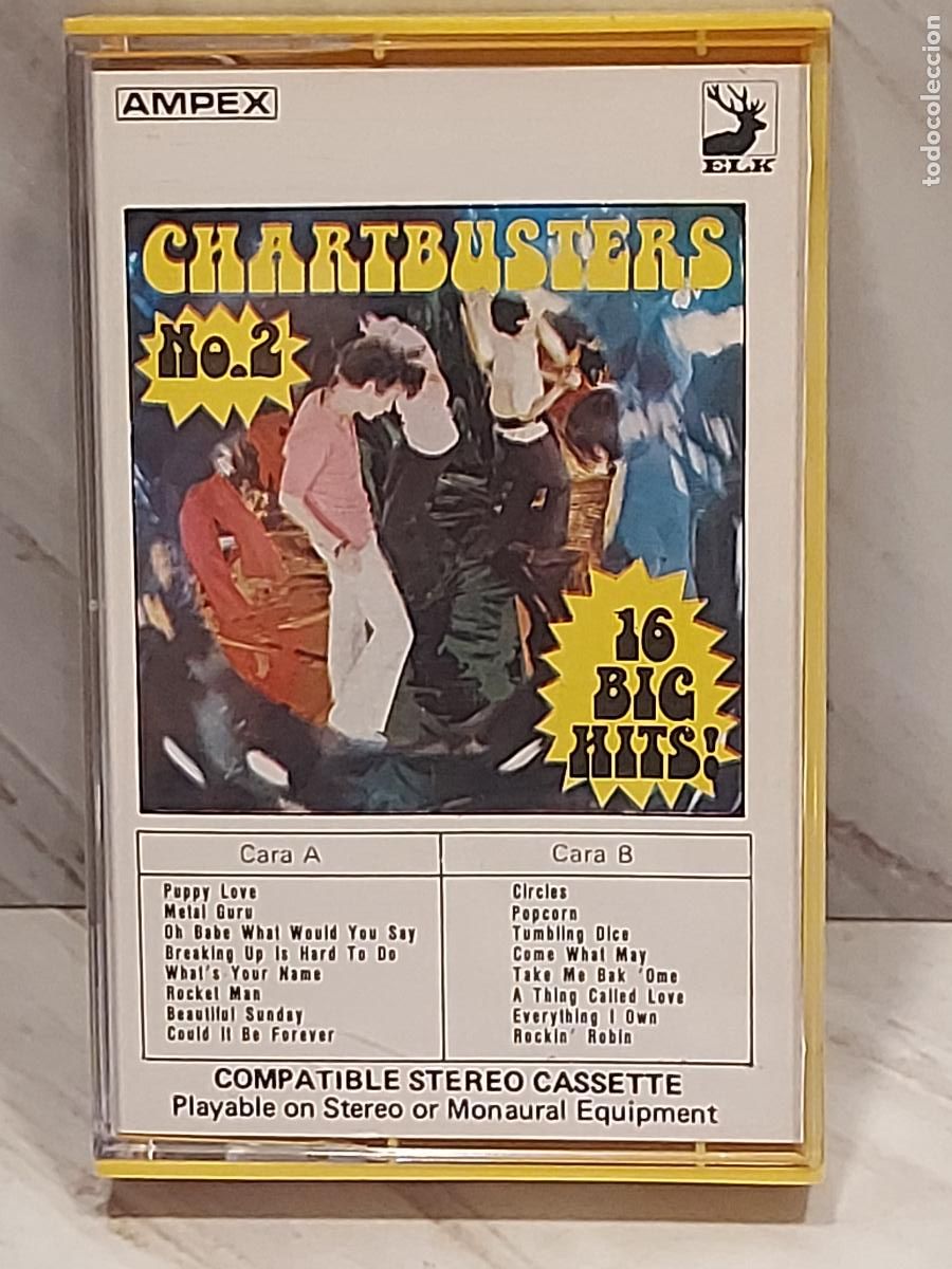 Casetes antiguos: CHARTBUSTERS N.&ordm; 2 | 16 BIG HITS | MC AMPEX ELK EKIPO | 1973 | C-20.066