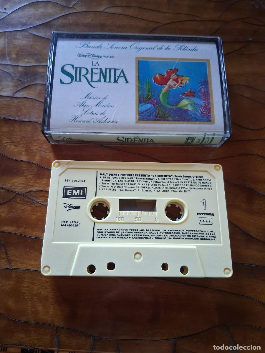 Casetes antiguos: Cinta de m&uacute;sica casete La sirenita Walt Disney banda sonora pel&iacute;cula dibujos animados