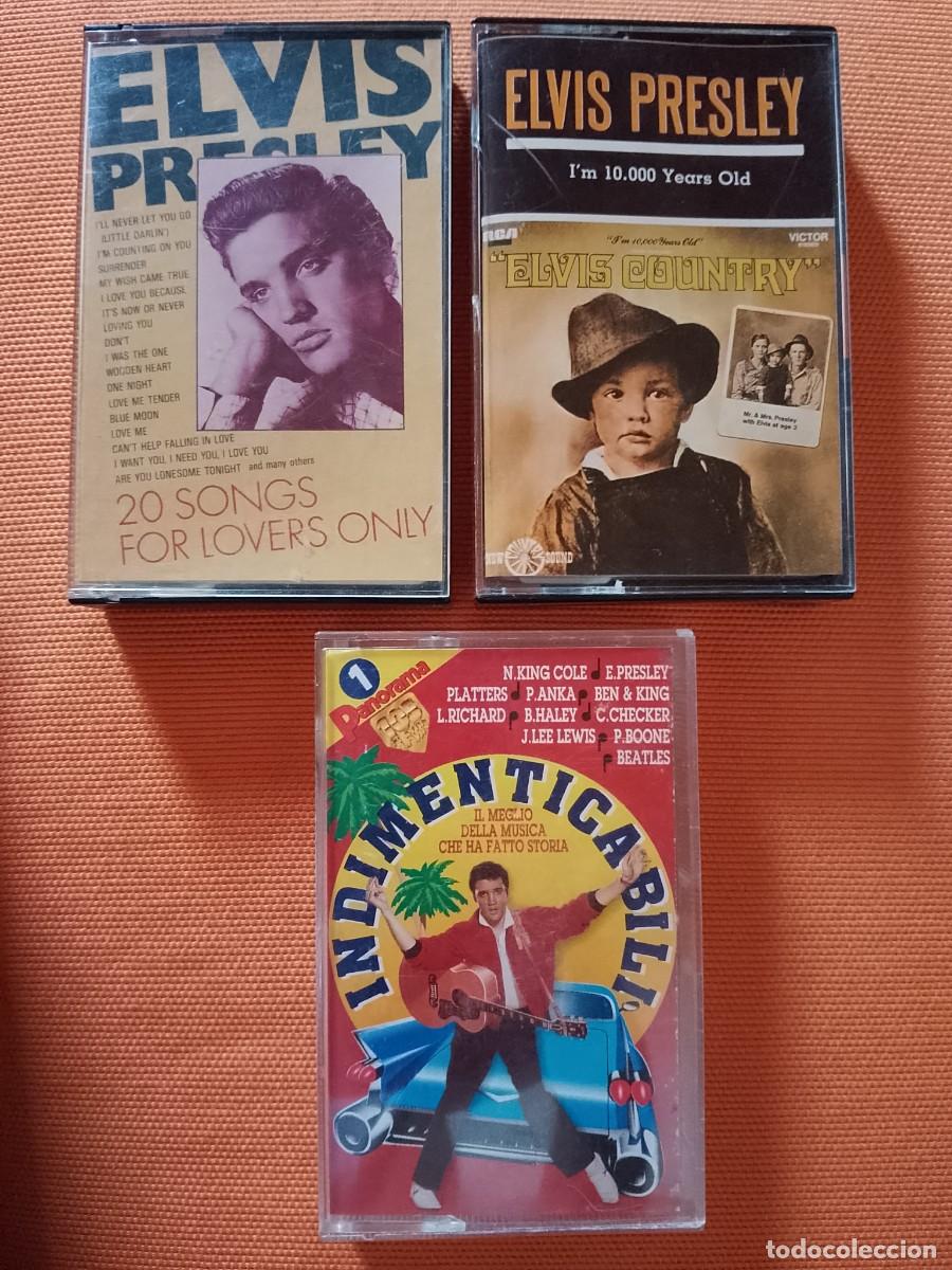 Casetes antiguos: Lote de 3 cintas cassettes de Elvis Presley, una es de varios artistas incluido Bestles, mirar fotos