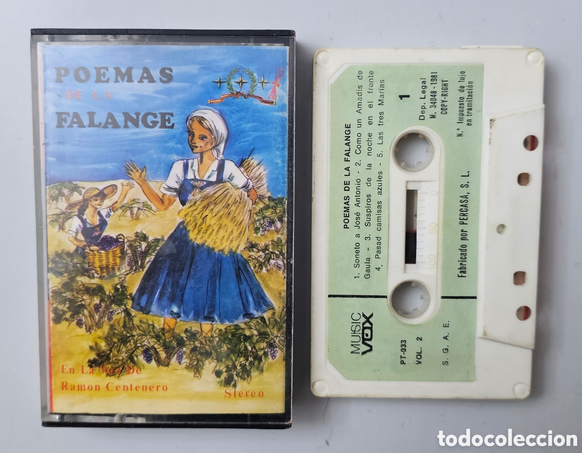 Casetes antiguos: CASSETTE RAMON CENTENERO - Poemas de la Falange Vol.2 (Espa&ntilde;a Musicvox1981) Jons Franquismo Franco