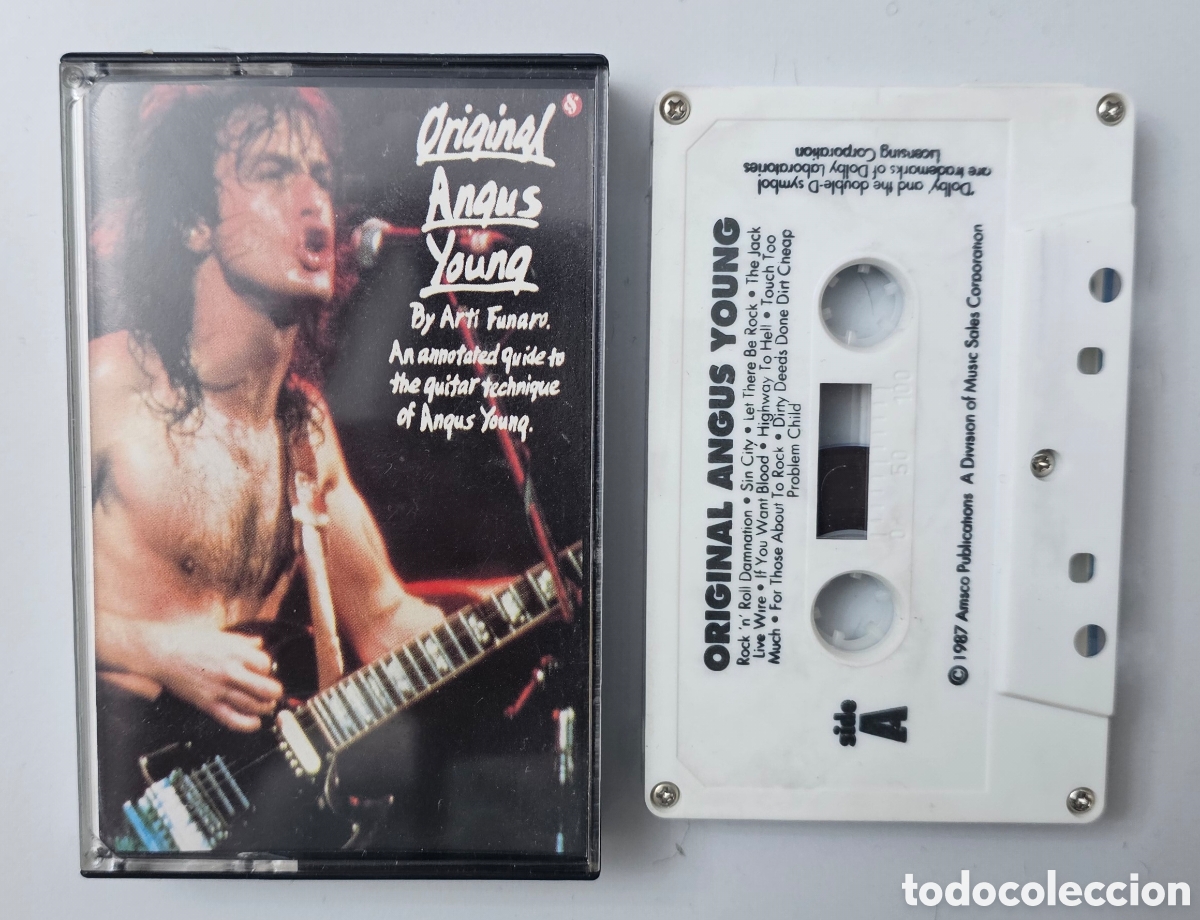 Casetes antiguos: CASSETTE ORIGINAL ANGUS YOUNG An Annotated Guide To The Guitar Technique (US - Amsco - 1987) AC/DC