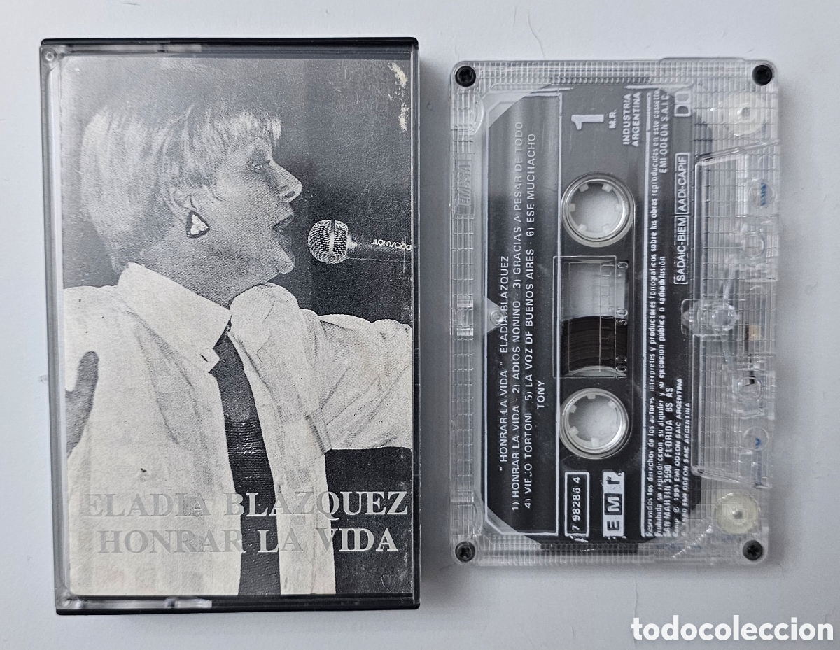 Casetes antiguos: CASSETTE ELADIA BLAZQUEZ - Honra la vida (Argentina - EMI - 1980) ('91 Press) MUY RARO ESCASO