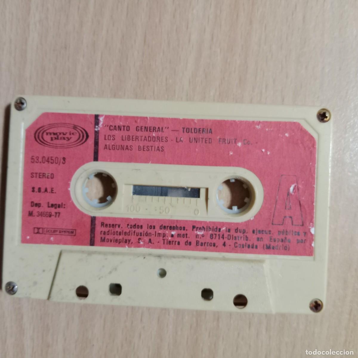 Casetes antiguos: CANTO GENERAL - PABLO NERUDA, ETC.. - TOLDER&Iacute;A - MOVIEPLAY S.A. - A&Ntilde;O 1977. S&Oacute;LO CASSETTE