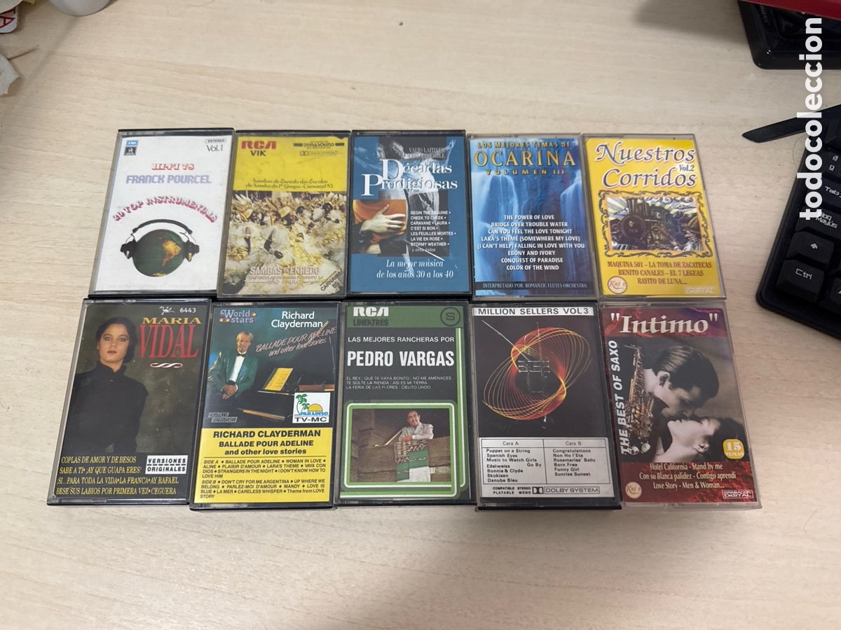 Casetes antiguos: Lote de 10 casetes de diferentes g&eacute;neros de m&uacute;sica