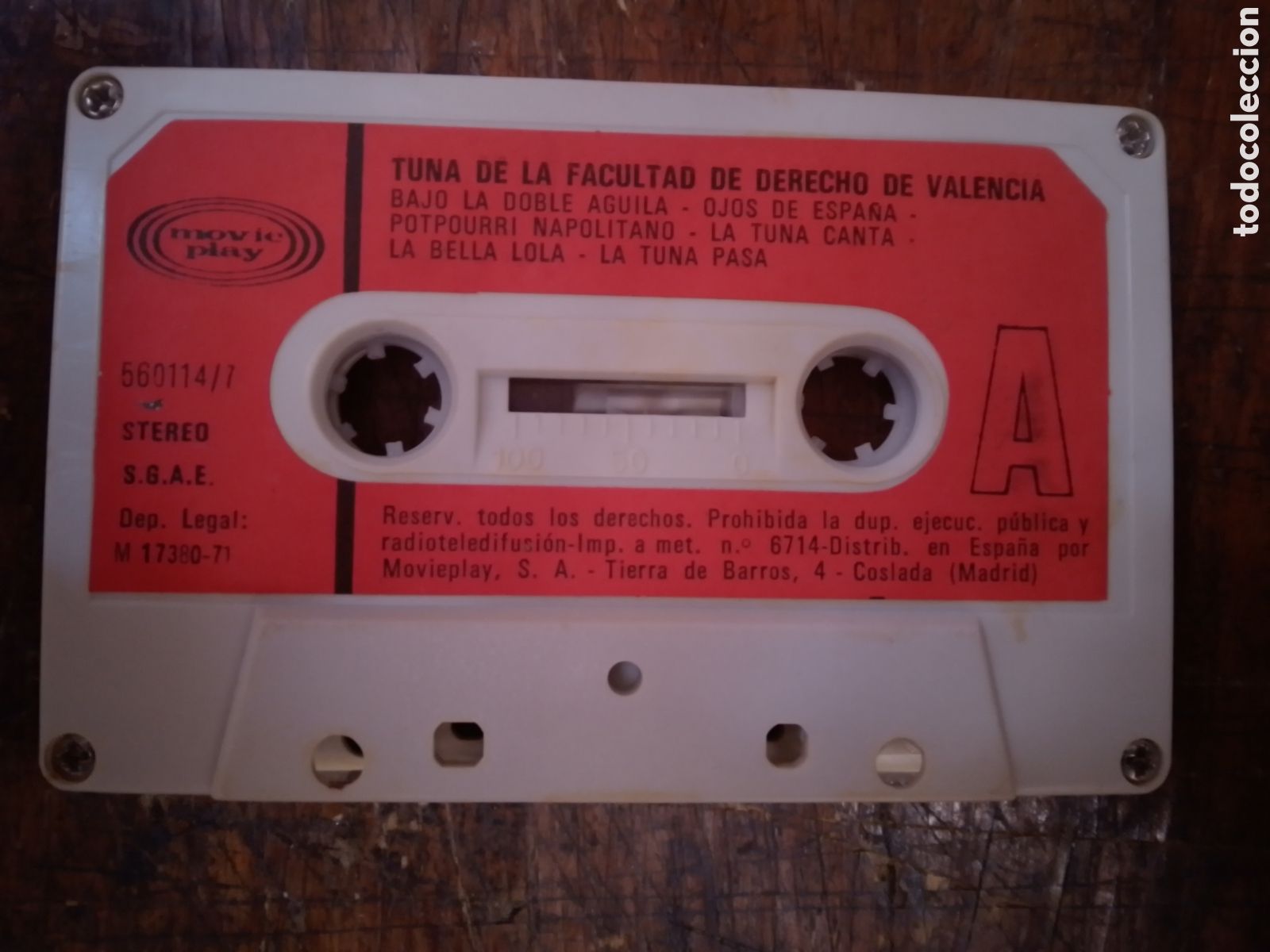 Casetes antiguos: TUNA DE LA FACULTAD DE DERECHO DE VALENCIA. ELEAZAR COMPACT CASSETTE. C - 60. MOVIE PLAY.