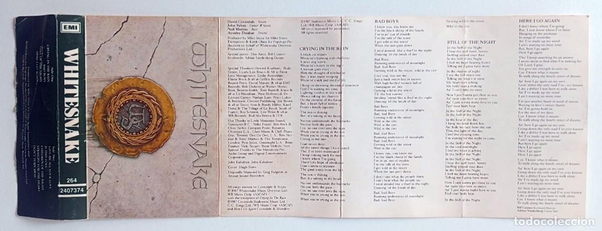 Casetes antiguos: CASSETTE WHITESNAKE - 1987 - Foto 3