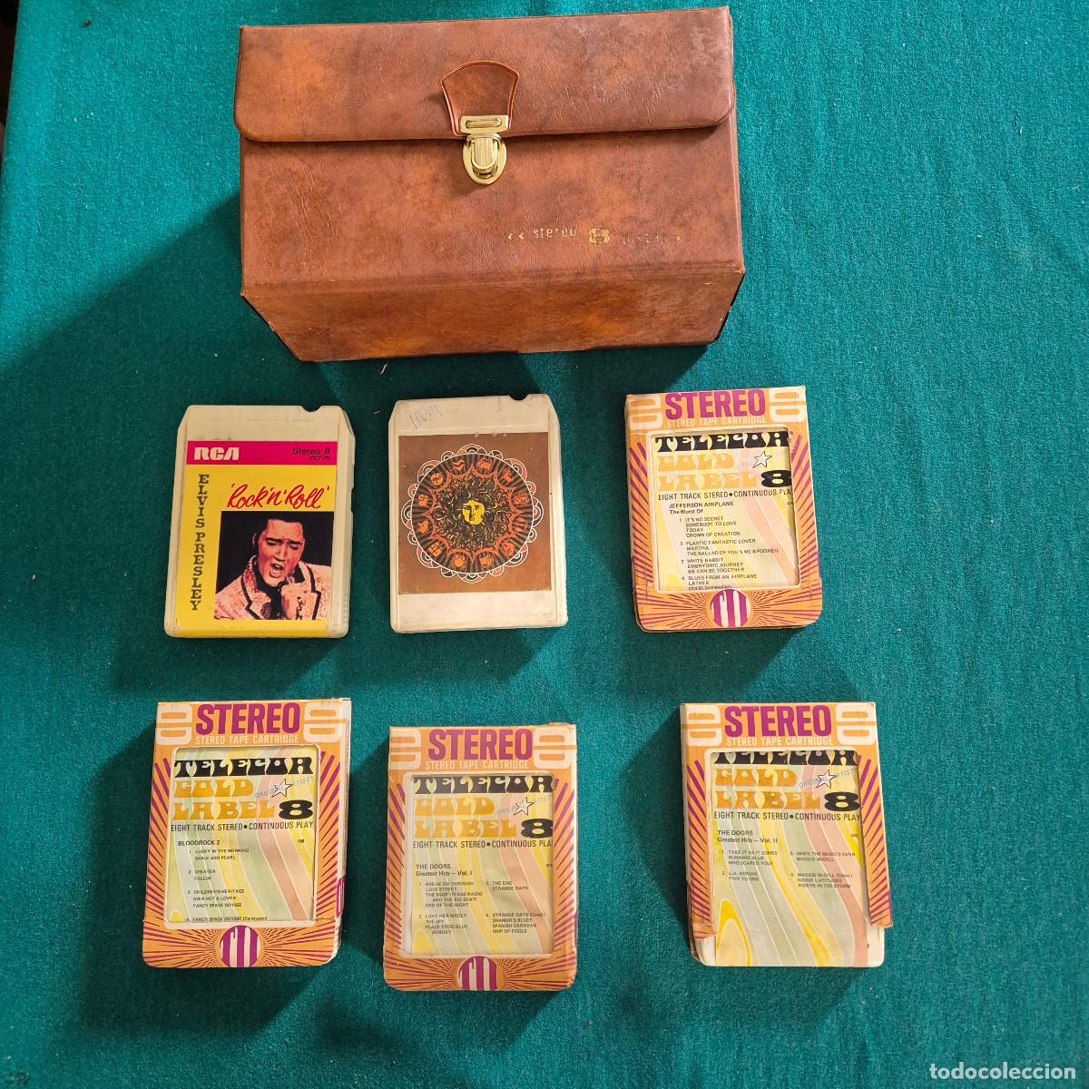 Casetes antiguos: Malet&iacute;n con 6 cartuchos, cassetes de 8 pistas