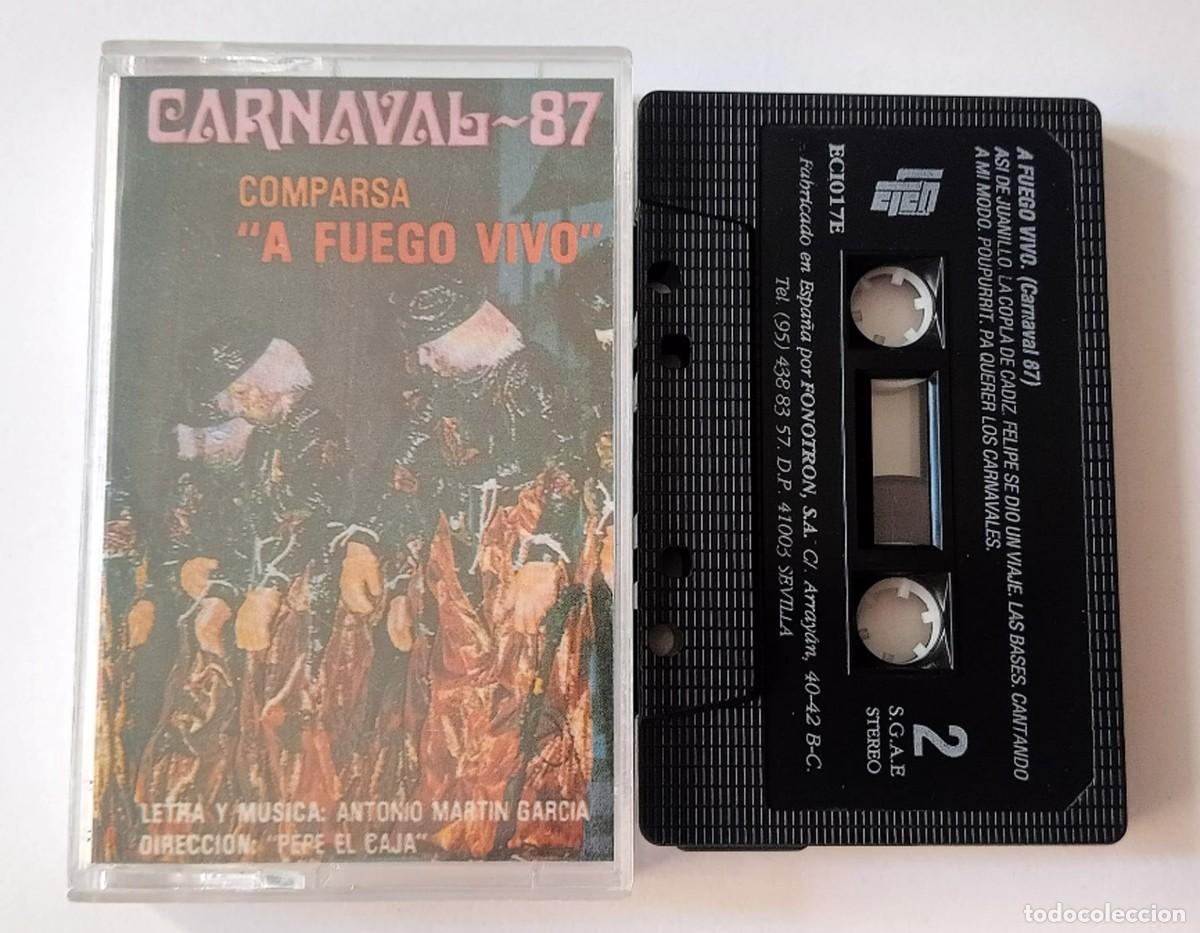 Cassetes antigas: CARNAVAL DE CADIZ 1987 CASSETTE COMPARSA A FUEGO VIVO DE ANTONIO MARTIN