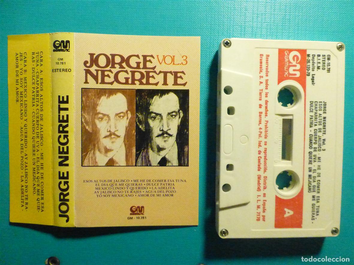 Casetes antiguos: Cinta de Cassette - Casete - Jorge Negrete - Vol. 3 - GM Gramusic - A&ntilde;o 1979