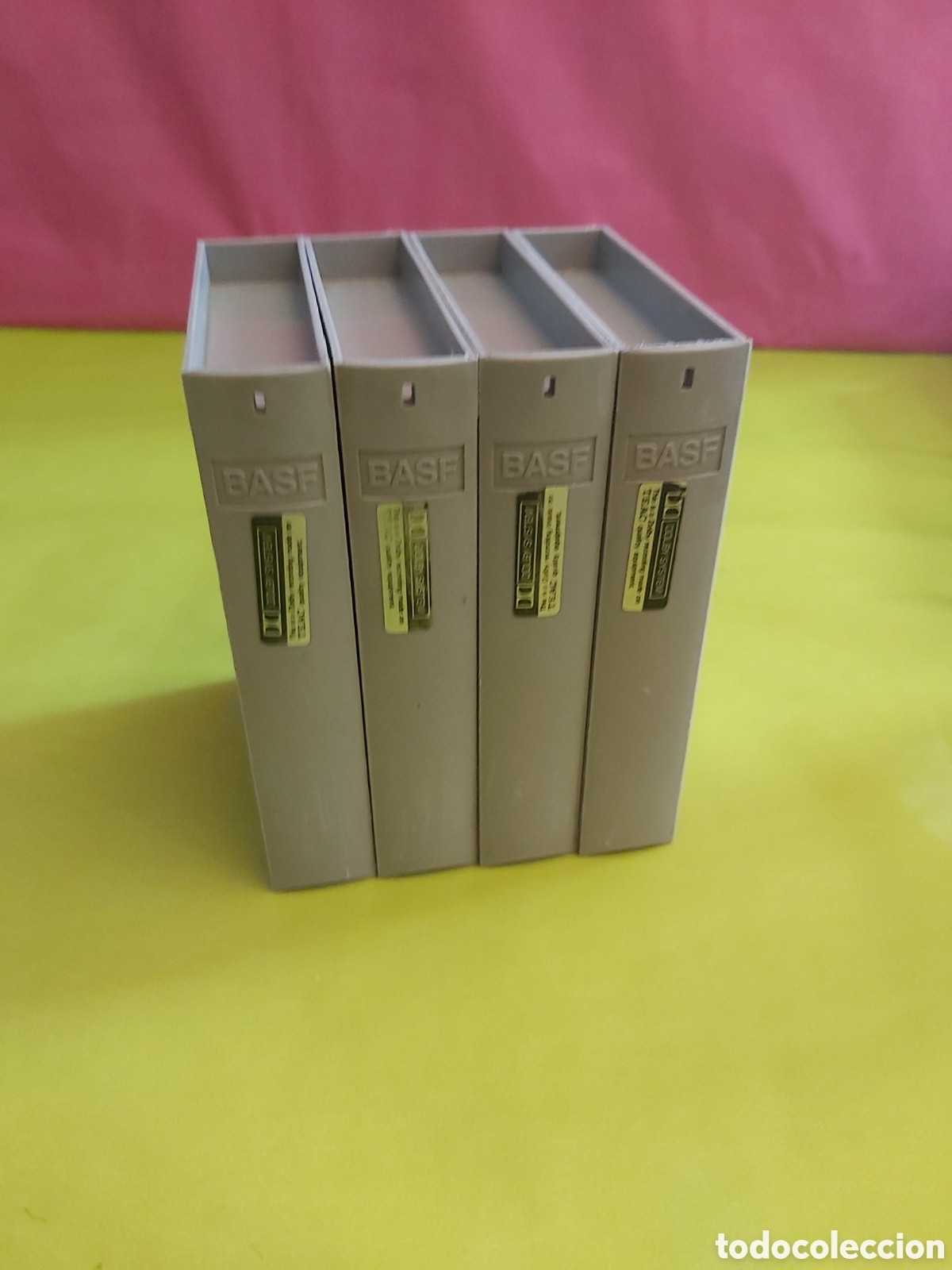 Casetes antiguos: 4 FUNDAS CASSETTES ROBUSTAS BASF CON 4 CASSETTES REGRABABLES