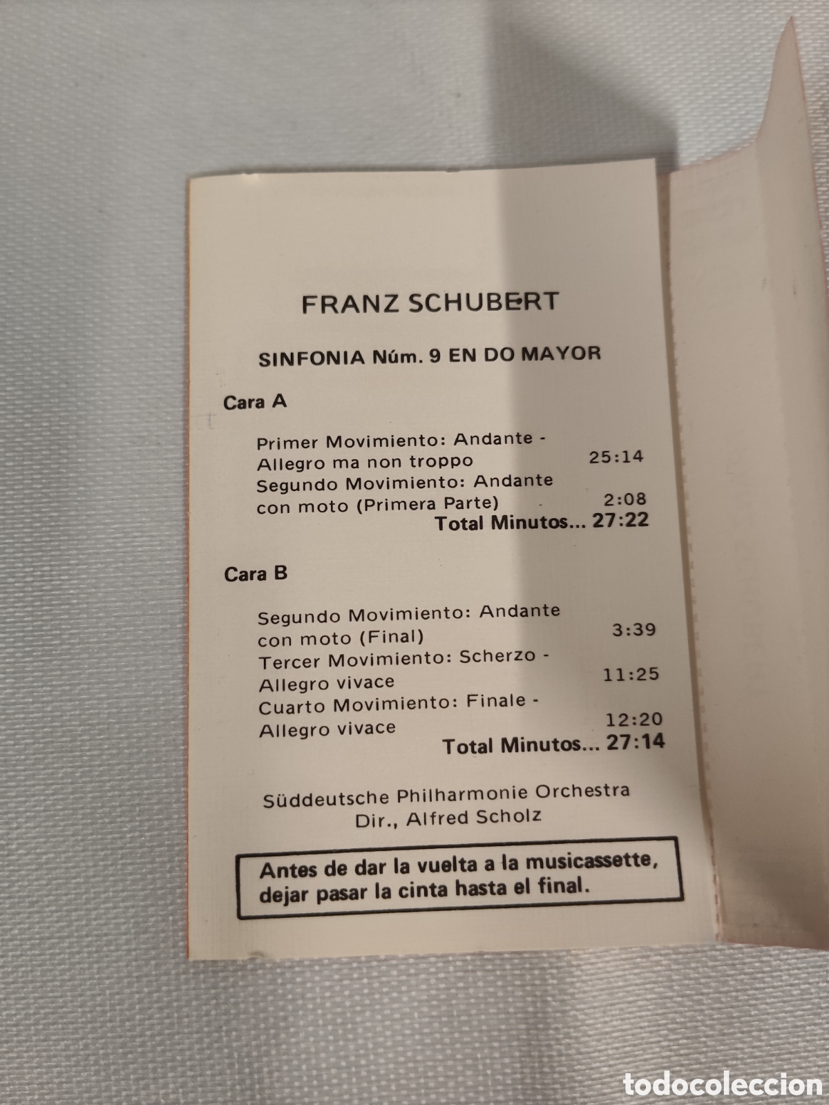 Casetes antiguos: Cassette Schubert Sinfonia 9 RTVE (1978) - Foto 6