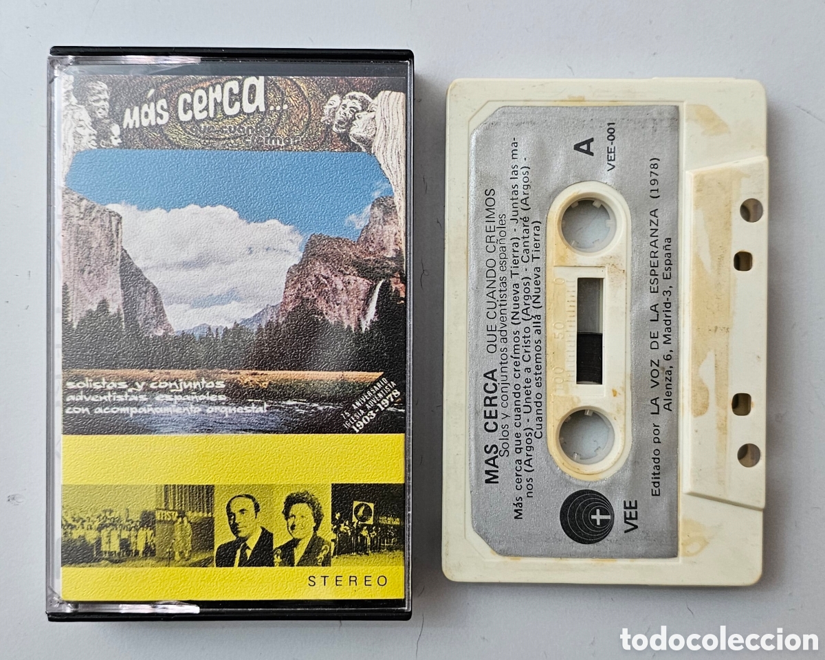Casetes antiguos: CASSETTE SOLISTAS Y CONJUNTOS ADVENTISTAS ESPA&Ntilde;OLES - Mas cerca que cuando creimos (1978) MEGARARO