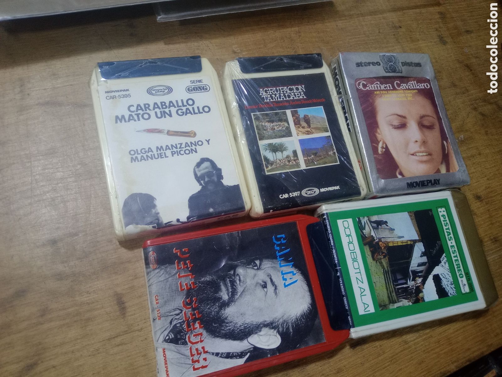 Casetes antiguos: LOTE DE 5 CARTUCHOS 8 PISTAS - SIN USO -