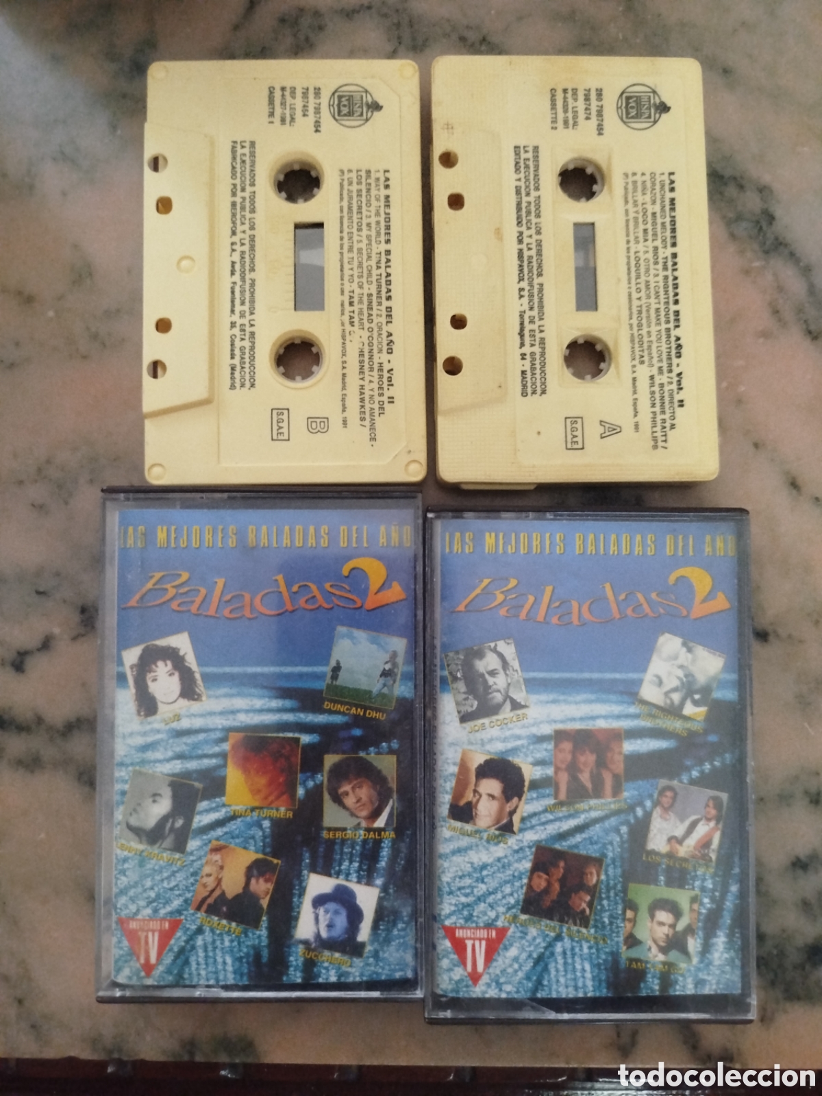 Casetes antiguos: ​Lote 2 Cassettes &ndash; Las Mejores Baladas del A&ntilde;o Vol. II (Hispavox, 1991)