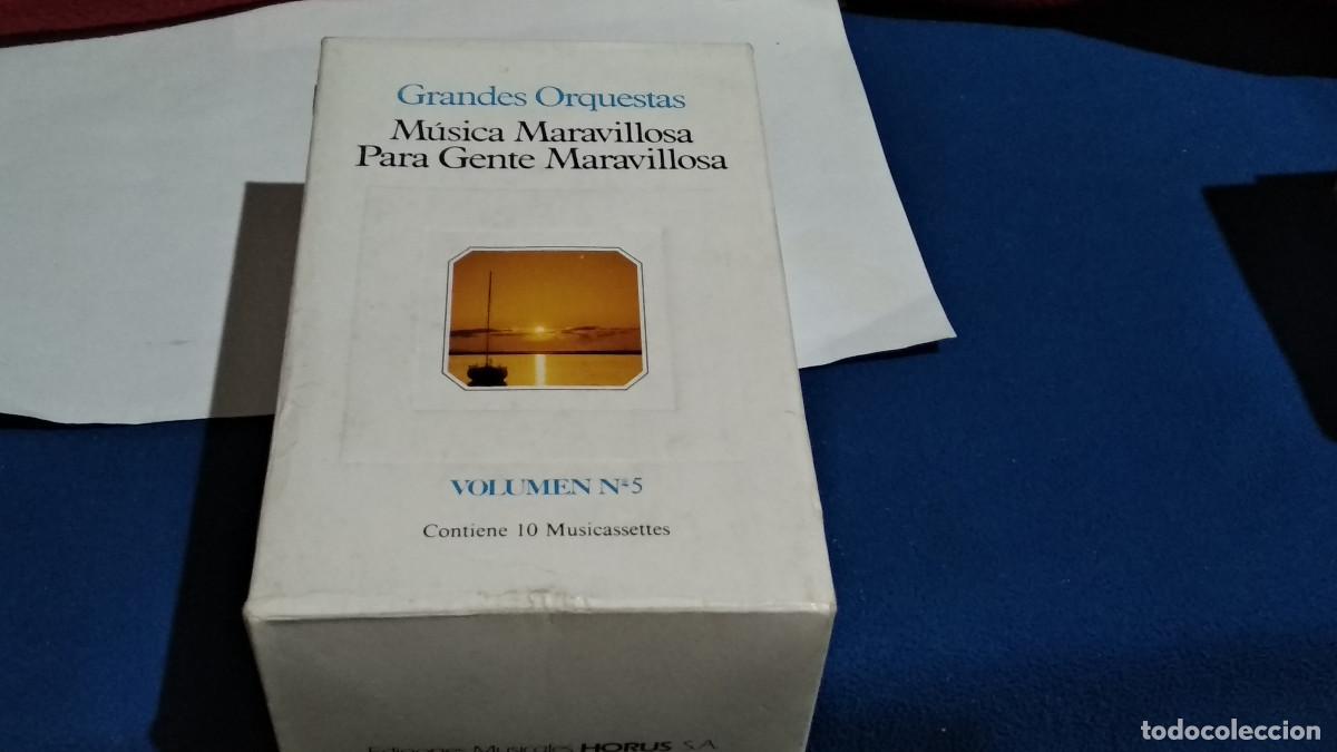 Casetes antiguos: CAJA CON 10 CASETES: GRANDES ORQUESTAS - M&Uacute;SICA MARAVILLOSA PARA GENTE MARAVILLOSA. ED. HORUS - 1984