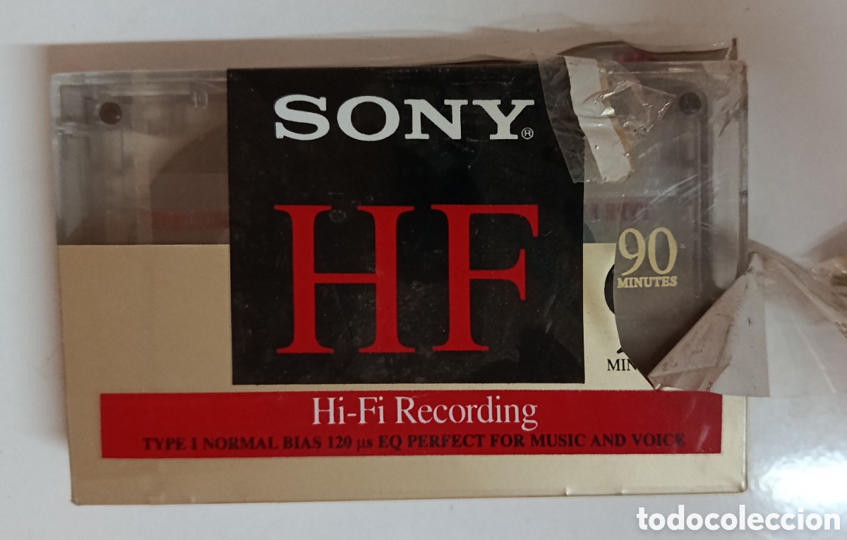 Alte Kassetten: cinta casete Sony HF 90 minutos, sin usar, ligeramente roto el precinto