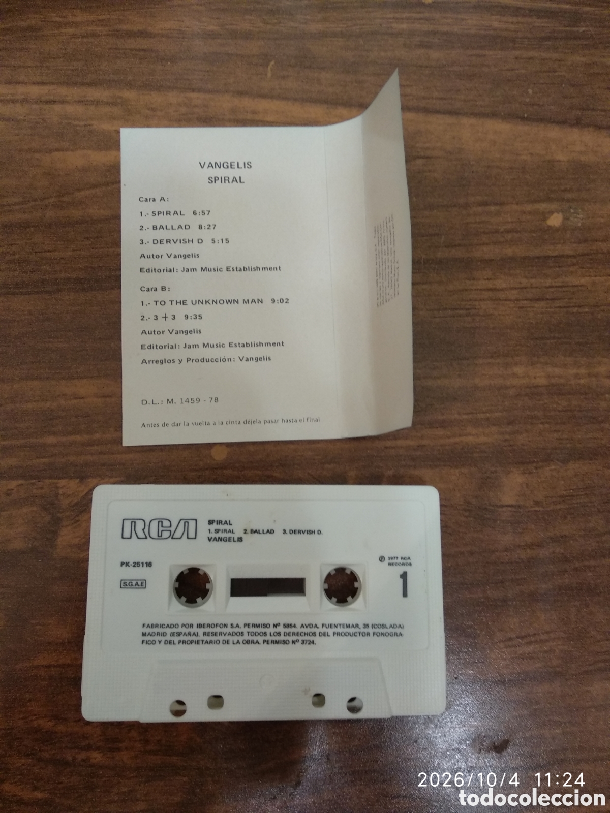 Casetes antiguos: Cassette Vangelis Spiral - Foto 5
