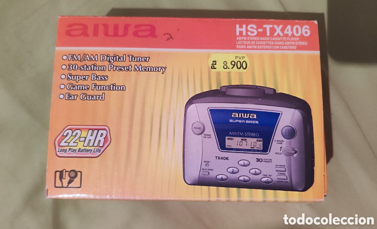 Casetes antiguos: Walkman Aiwa HS-TX406 reproductor de cassette port&aacute;til y radio con sintonizador digital y super bass