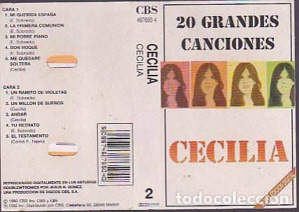 Cassetes antigas: Cecilia &ndash; 20 Grandes Canciones (Cassette, CBS 467650 4)