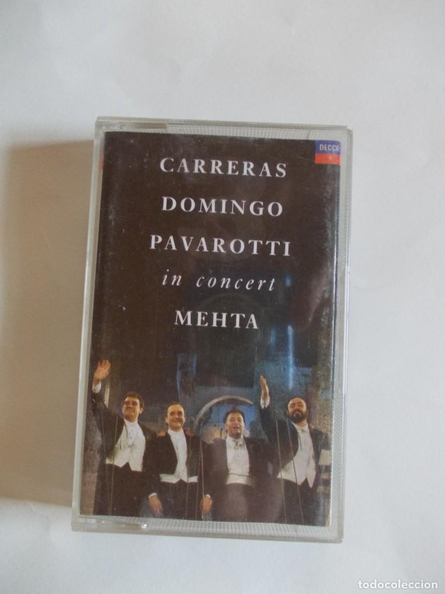 Cassette antiche: Carreras Domingo Pavarotti in Concert Mehta DECCA 1990 &oacute;pera cl&aacute;sica tres tenores m&uacute;sica l&iacute;rica
