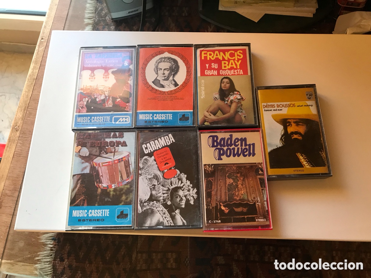 Casetes antiguos: Siete casetes: Beethoven, Francis Bay, Demos Roussos, Marchas militares de Europa&hellip;