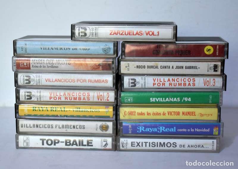 Casetes antiguos: Lote de 15 Casetes. Flamenco, Villancicos, Roc&iacute;o D&uacute;rcal, Mar&iacute;a del Monte...