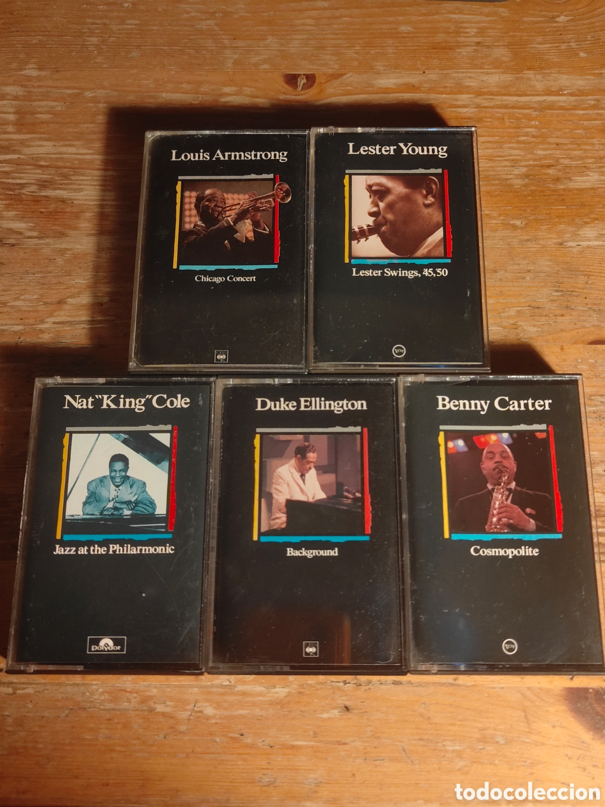 Casetes antiguos: Lote 5 Casetes Jazz Cl&aacute;sico - Maestros del Jazz (Planeta Agostini). Louis Armstrong, Ellington...
