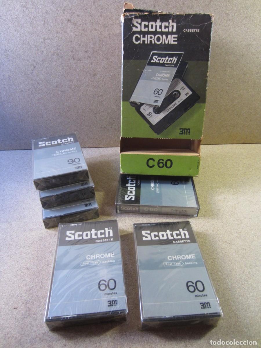 Casetes antiguos: Lote Casetes Cassettes de Audio Scotch 3M Cromo Chrome y Expositor de Carton