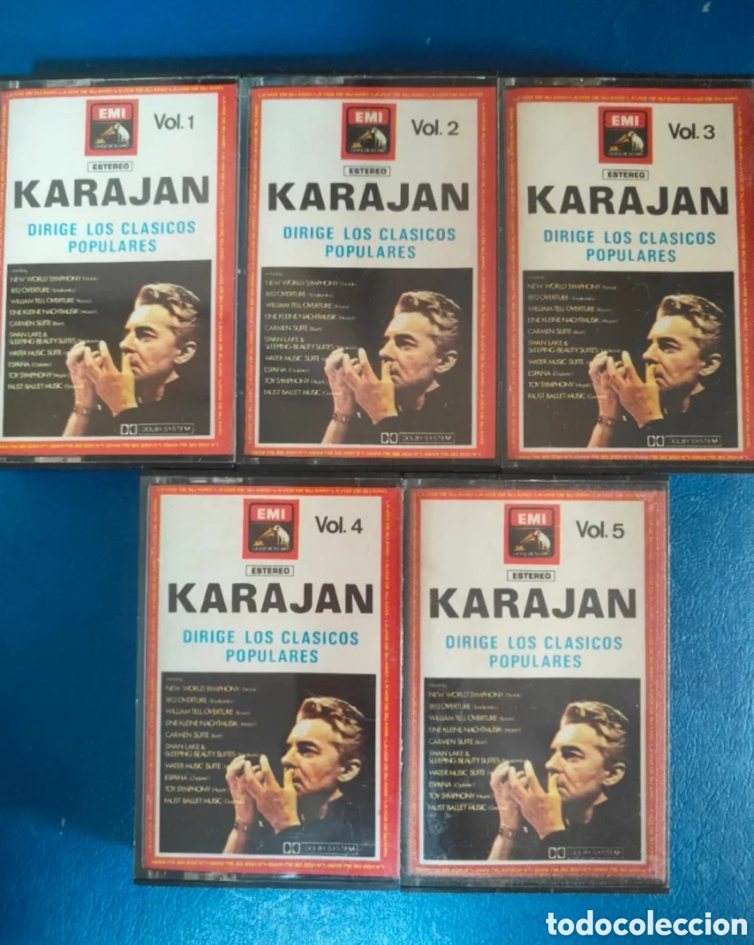 Casetes antiguos: Lote 5 Casetes Karajan Dirige Cl&aacute;sicos Populares (EMI, 1978)
