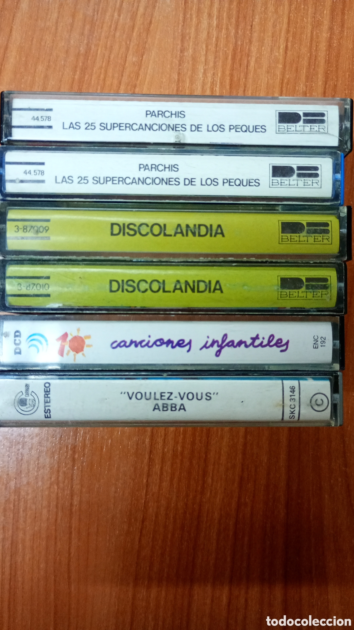 Casetes antiguos: Lote 6 cintas: Discolandia, Parch&iacute;s, Abba, comerciales