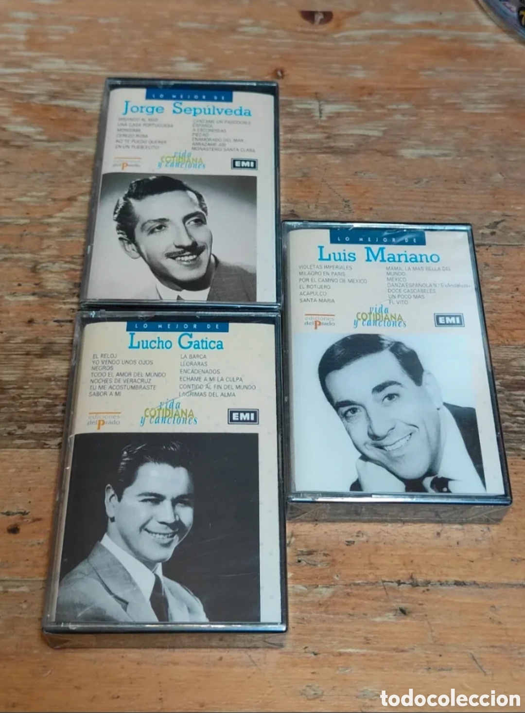 Casetes antiguos: Lote 3 Casetes Precintados Boleros y Copla: Jorge Sep&uacute;lveda, Lucho Gatica, Luis Mariano
