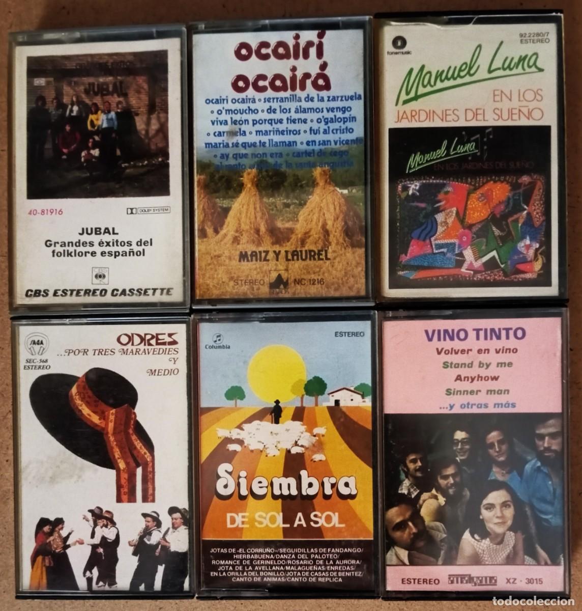 Casetes antiguos: Lote 6 casetes Folklore: JUBAL, MAIZ Y LAUREL, MANUEL LUNA, ODRES, SIEMBRA, VINO TINTO