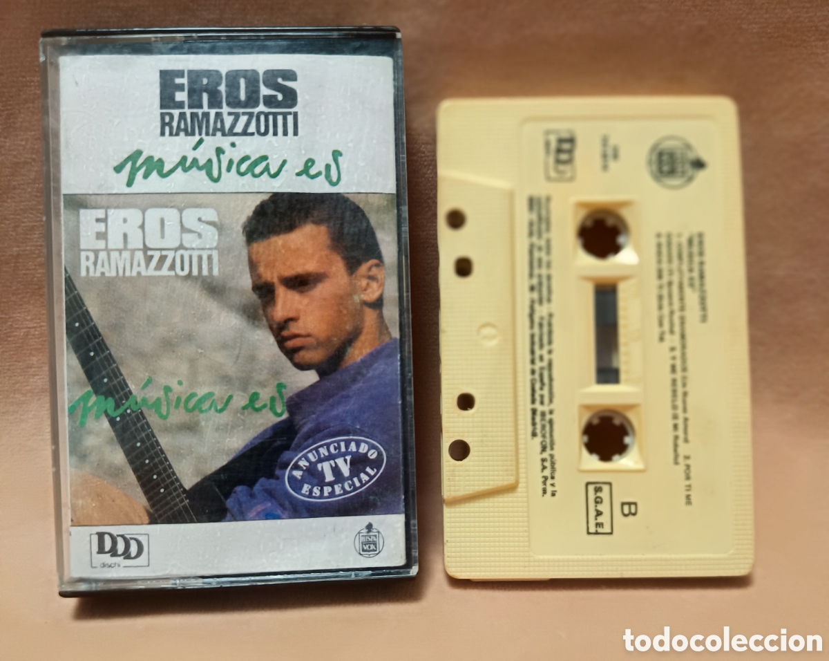 Casetes antiguos: EROS RAMAZZOTTI - MUSICA ES - HISPAVOX 1988 - CASETE