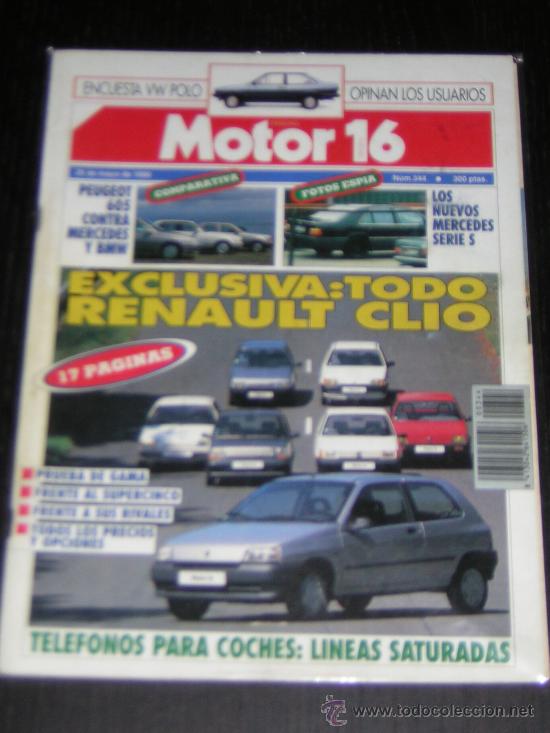 Coches y Motocicletas: MOTOR 16 N&ordm; 344 - MAYO 1990 - PEUGEOT 605 / RENAULT CLIO / SUPERCINCO / CITREON AX / SEAT IBIZA