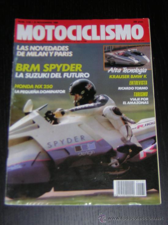 Coches y motocicletas: MOTOCICLISMO N&ordm; 1135 - NOV 1989 - BRM SPYDER / HONDA NX 250 / RICARDO TORMO / COPA YAMAHA