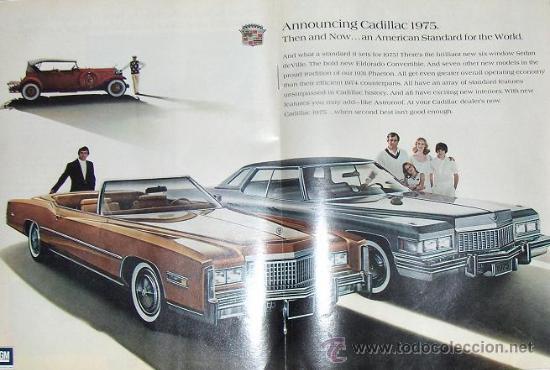 Cars and Motorcycles: PUBLICIDAD INGLESA A DOBLE HOJA DE CADILLAC. 1974.