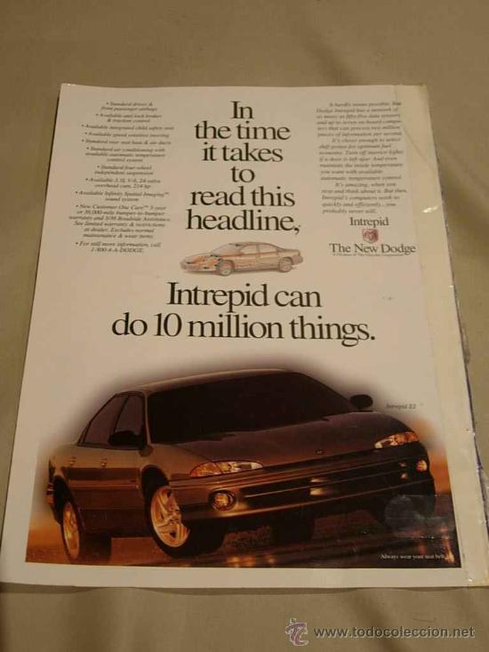 Coches y Motocicletas: DODGE INTREPID (CHRYSLER VISION): anuncio publicitario 1994