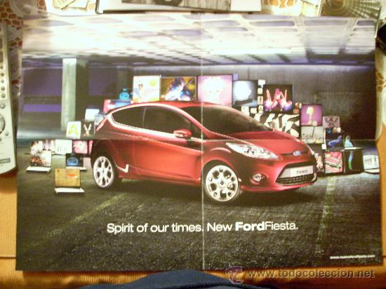 Coches y motocicletas: P&oacute;ster del nuevo Ford Fiesta. Papel grueso tipo cartulina. 34 x 48 cm.