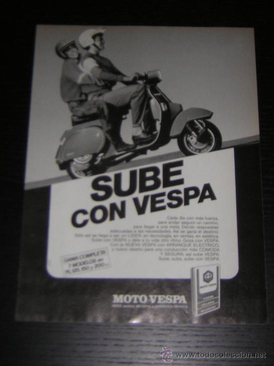 Coches y Motocicletas: MOTO VESPA - ANUNCIO PUBLICIDAD ORIGINAL - HOJA EN ESPA&Ntilde;OL