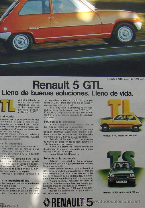 Automobili e Motociclette: PUBLICIDAD DEL RENAULT 5 GTL.