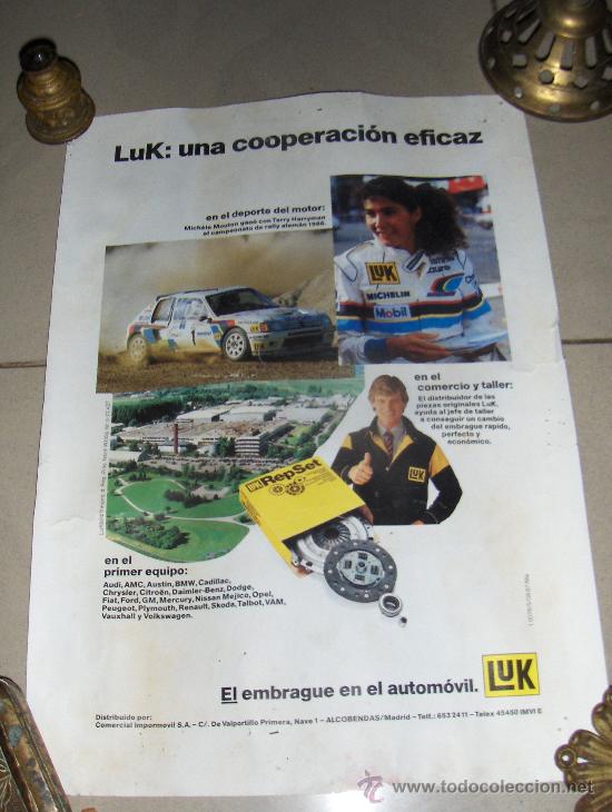 Automobili e Motociclette: PUBLICIDAD DE EMBRAGUES PARA AUTOMOVIL LUK. PEUGEOT 205. A DOS CARAS.