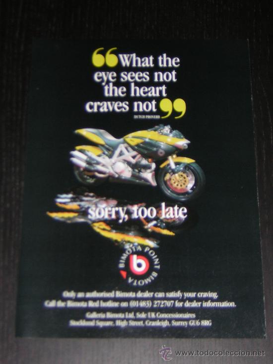 Automobili e Motociclette: BIMOTA DB3 MANTRA - ANUNCIO PUBLICIDAD ORIGINAL DE REVISTA - HOJA EN INGLES