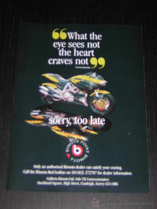 Automobili e Motociclette: BIMOTA DB3 MANTRA - ANUNCIO PUBLICIDAD ORIGINAL DE REVISTA - HOJA EN INGLES