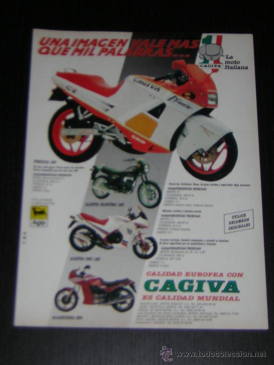 Automobili e Motociclette: CAGIVA FRECCIA ALETTA ALAZZURRA - ANUNCIO PUBLICIDAD ORIGINAL DE REVISTA - HOJA EN ESPA&Ntilde;OL